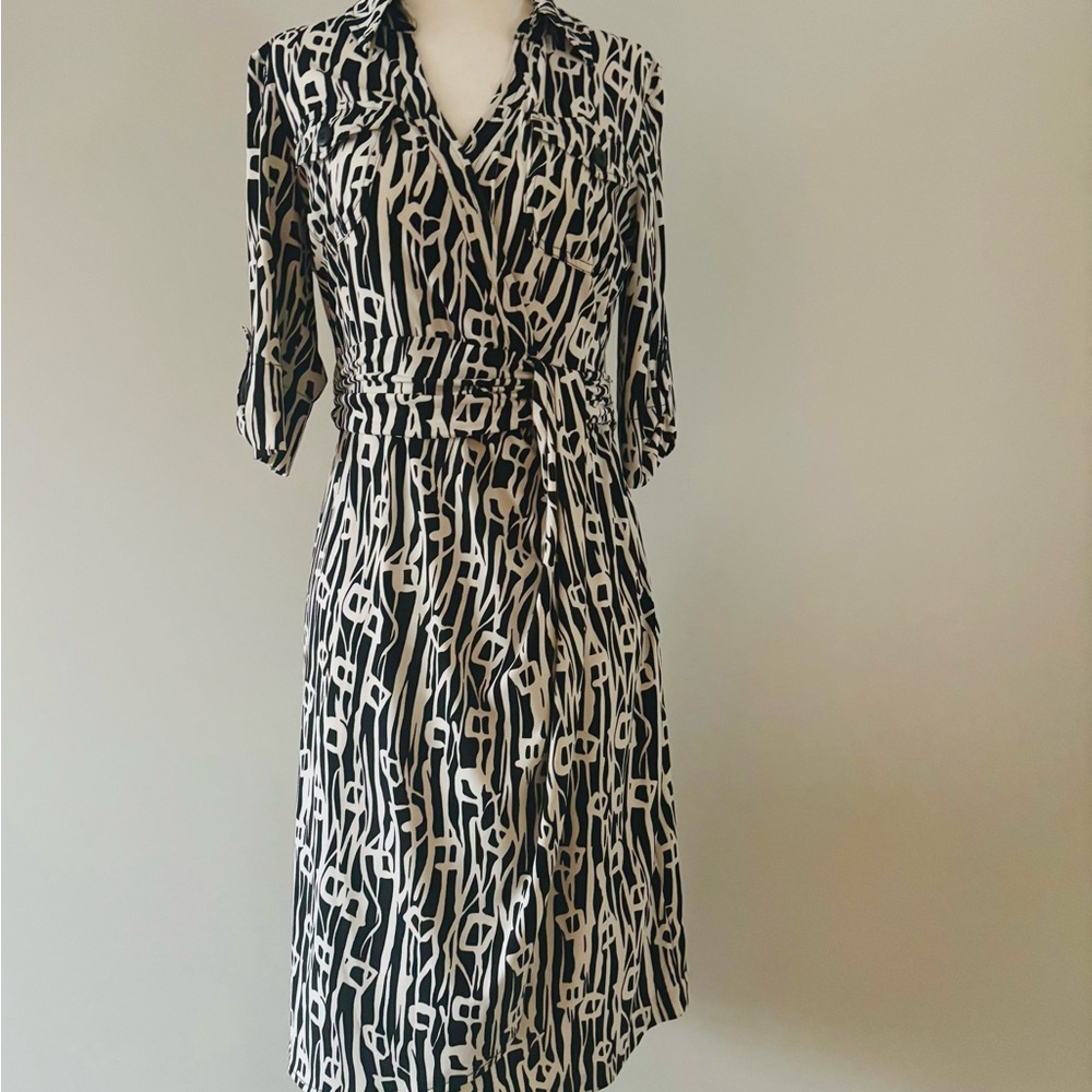 Black and White Patterned Women's Dress